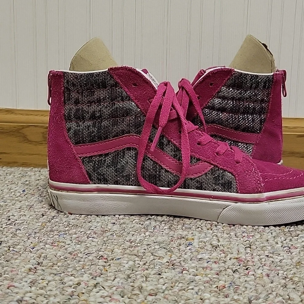 Vans Off The Wall Pink Glitter SK8 High-Top Sneakers, Sz 4 Kids skater school